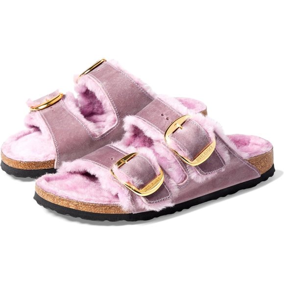 NEW Birkenstock Size EU 38, 40 Arizona Big Buckle Shearling Sandals - Lavender - Picture 4 of 8